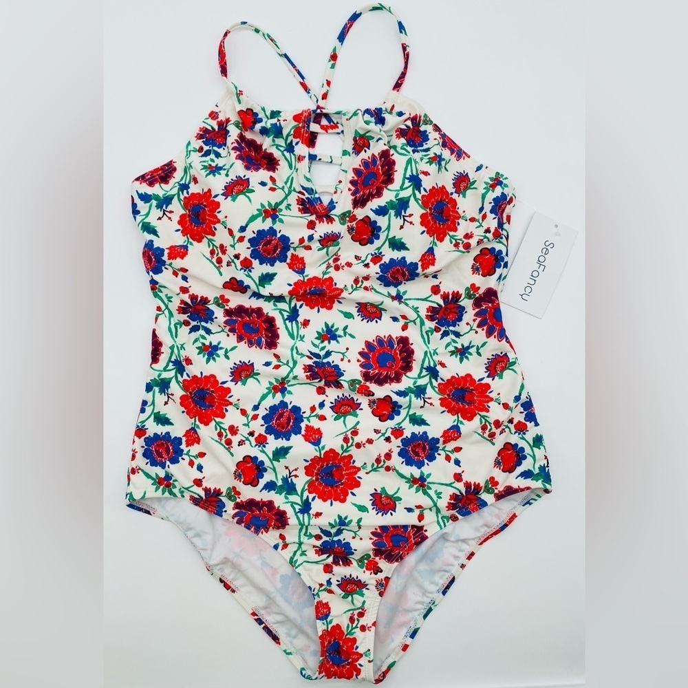 SEA FANCY Floral One Piece Swimsuit Size XL NWT